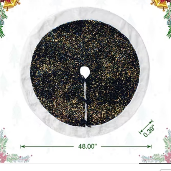 Gold and blue sequence tree skirt - Picture 4 of 4